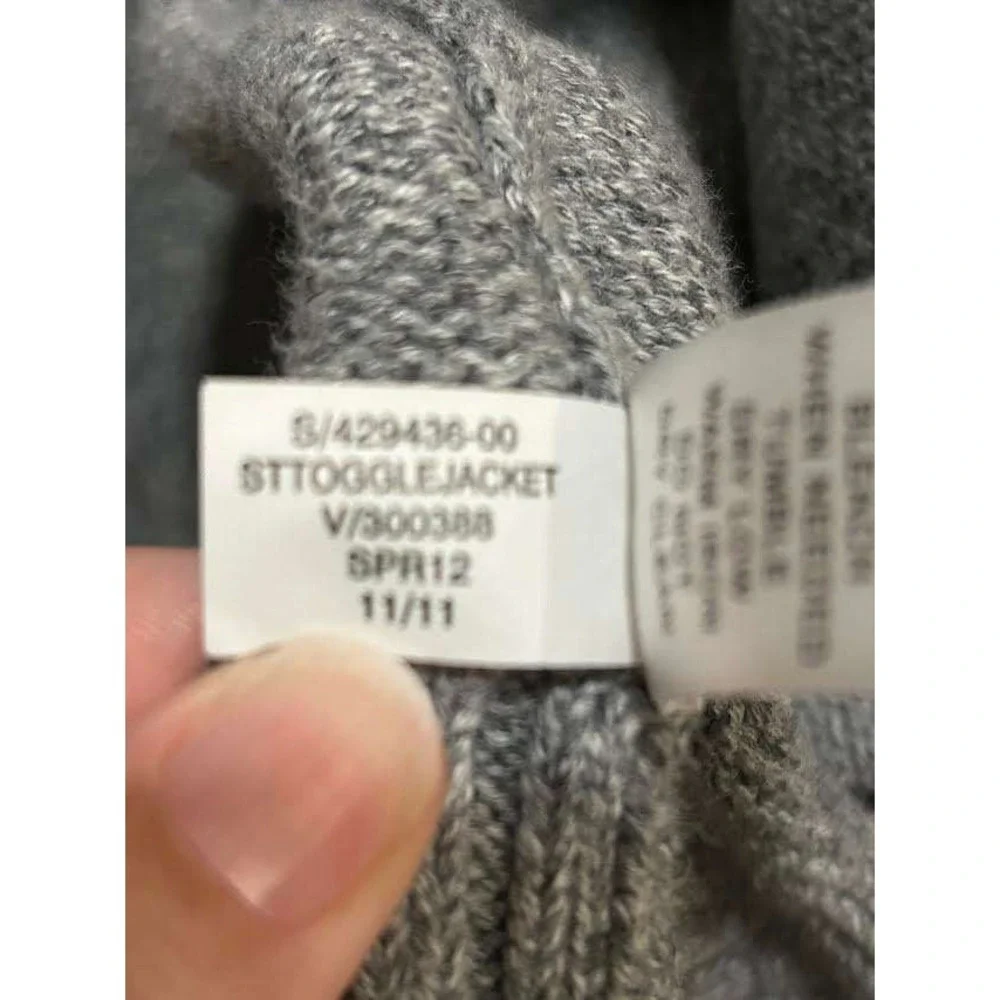 Banana Republic Mens Gray Cotton Full Zip Toggle Mock Neck Sweater Jacket L